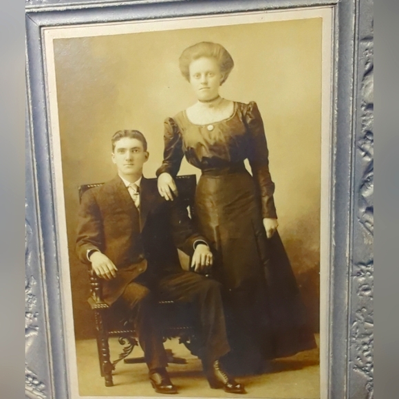 Antique Photograph Tin Type Metal Man/Woman Schreckengost 1800s or Early 1900s - Picture 7 of 15